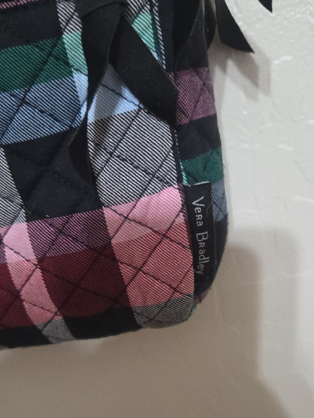 Vera Bradley Quilted Plaid Crossbody in Red, Black & Green - Picture 6 of 12